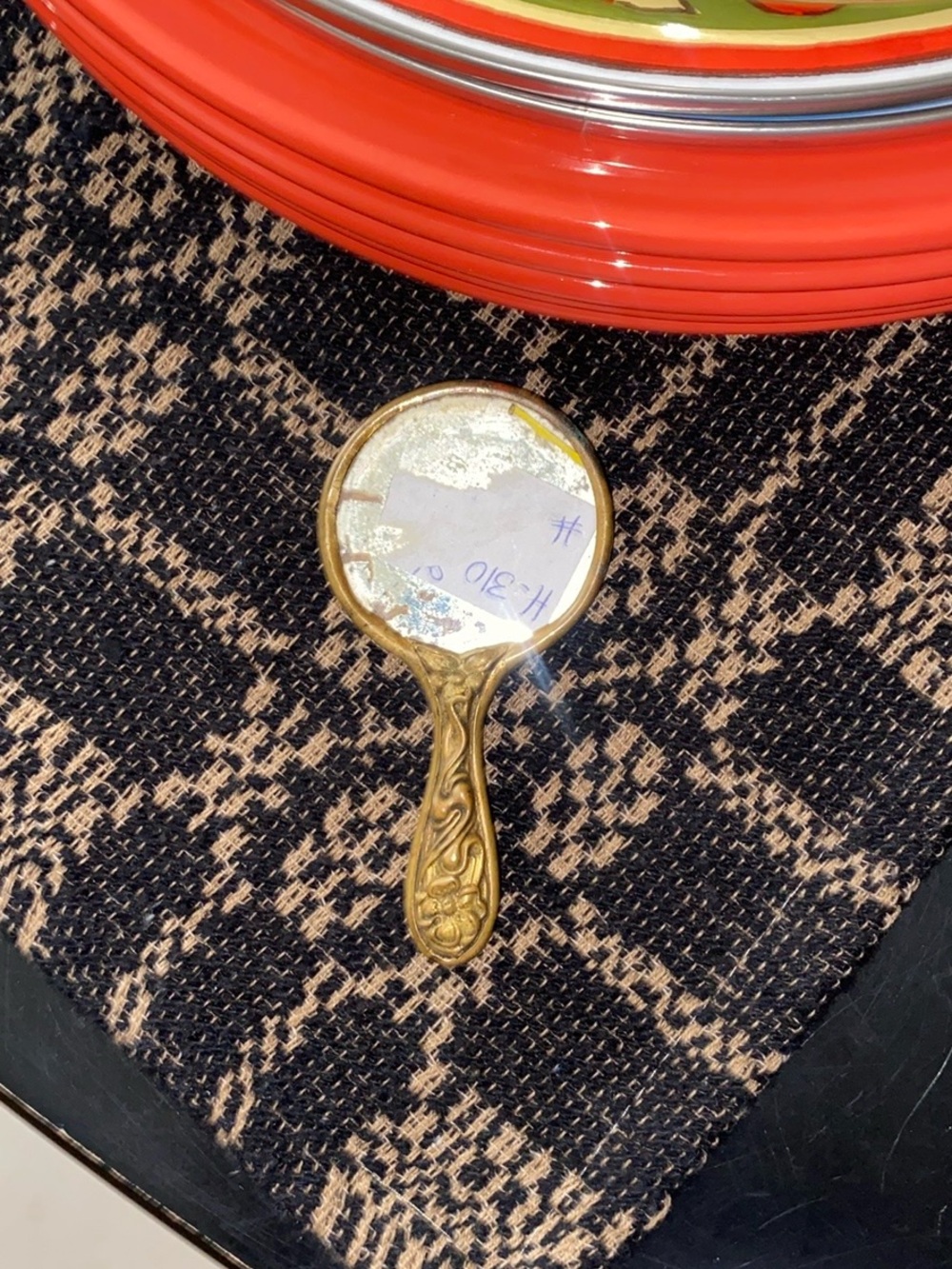 Vintage Ornate Metal Hand Mirror in Aged Brass Tone/ miniature!! - Picture 11 of 11